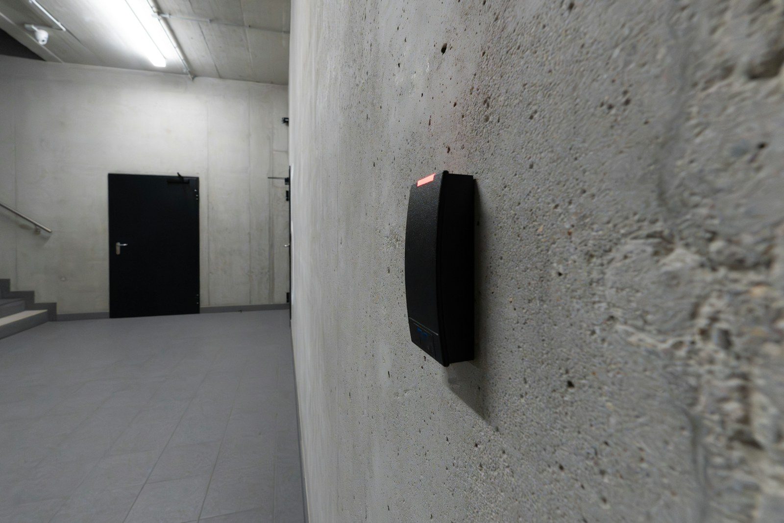 Access card reader beside a closed door